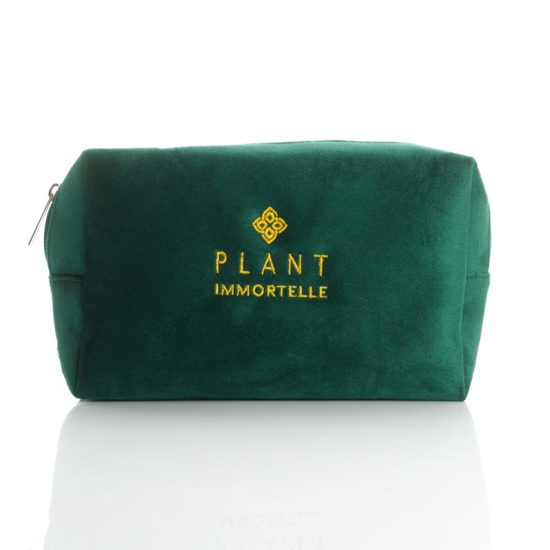 Zelena baršunasta kozmetička torbica