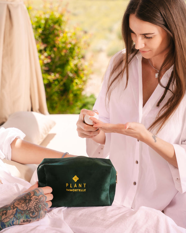 Green Velvet Cosmetic Bag